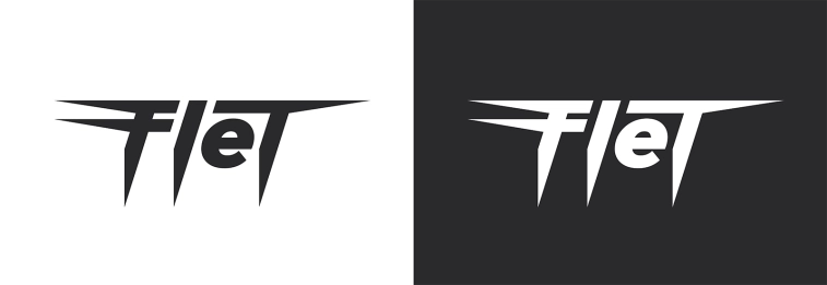 Image montrant le logo final de Flet. Il y a un logo noir à gauche et un logo blanc sur fond noir à droite.