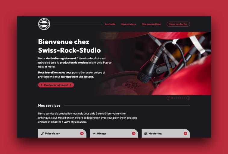 Aperçu de la page d'accueil de swiss-rock-studio.ch